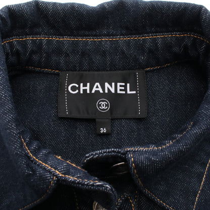 ココマークボタン デニムジャケット コットン インディゴブルー シャネル アウター CHANEL