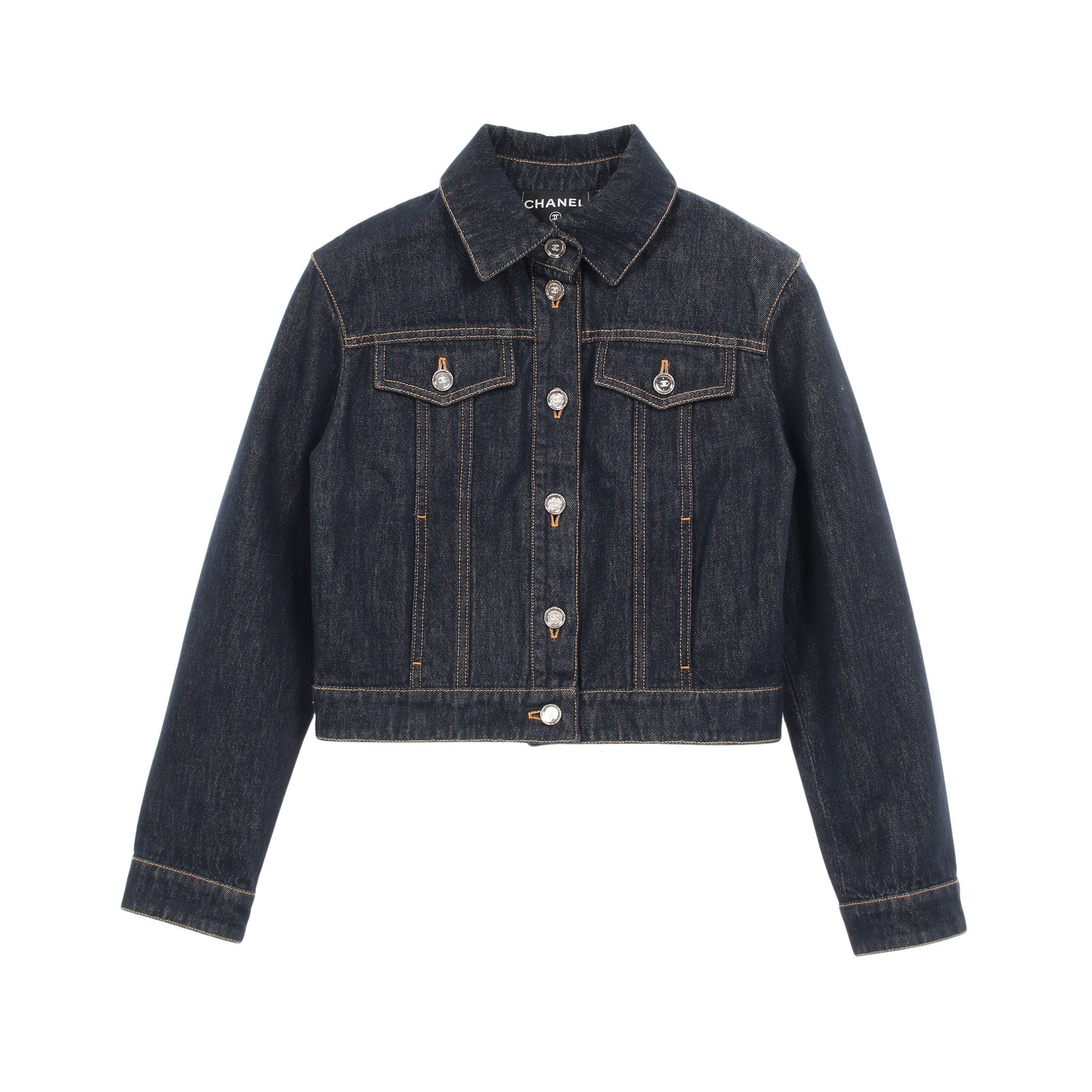 ココマークボタン デニムジャケット コットン インディゴブルー