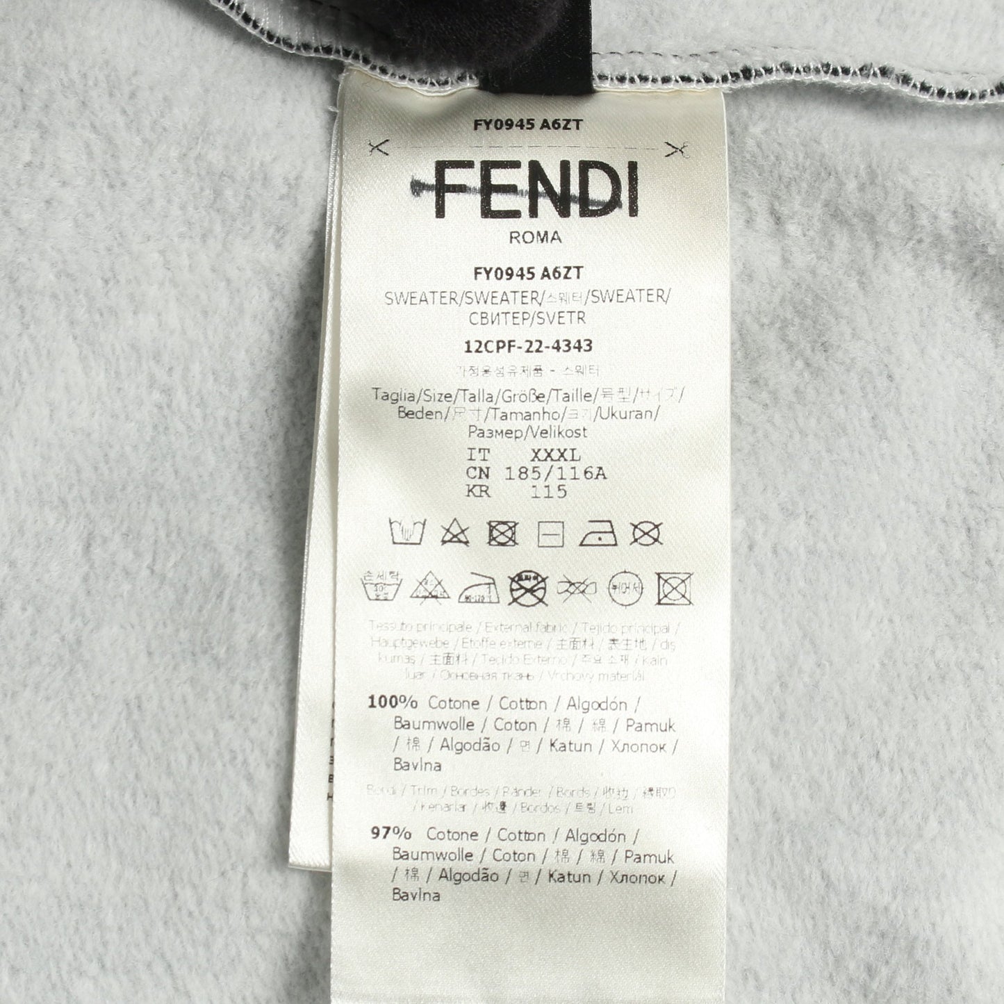 ズッカ プルオーバーパーカー コットン ダークグレー ブラック フェンディ トップス FENDI