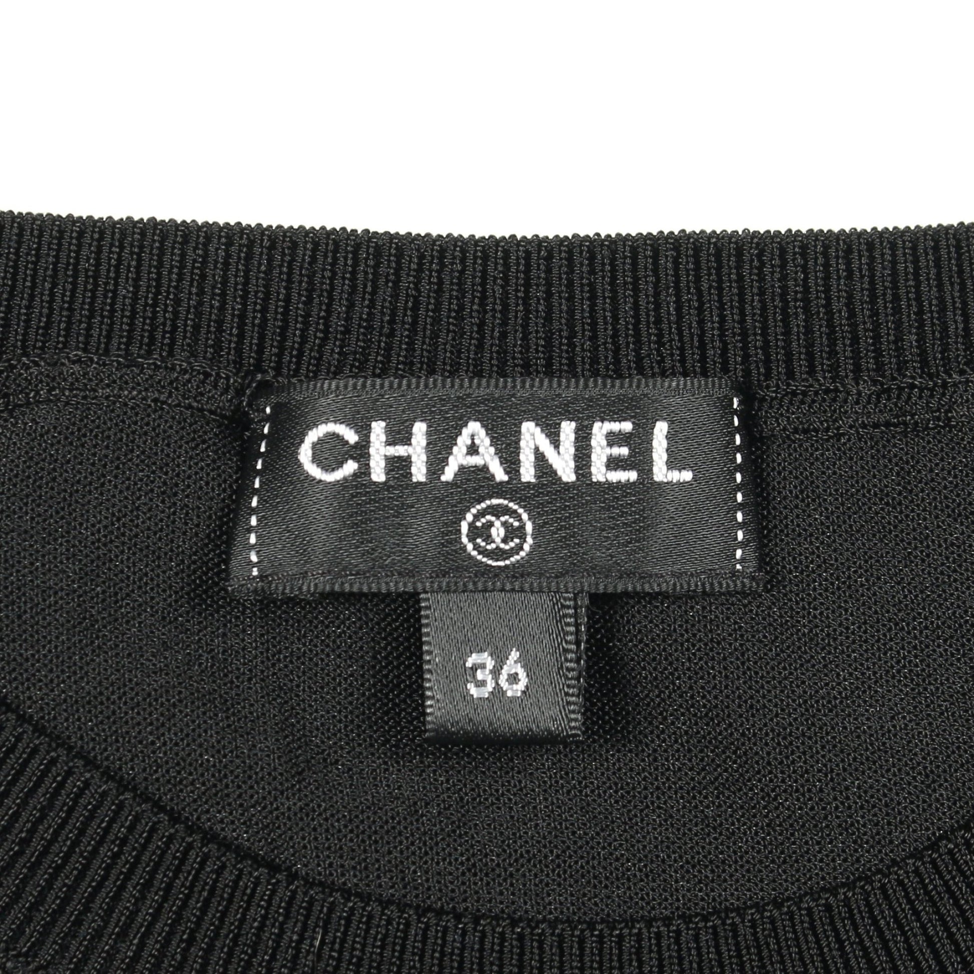 ココマークボタン ニット クルーネック レーヨン ブラック シャネル トップス CHANEL