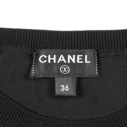 ココマークボタン ニット クルーネック レーヨン ブラック シャネル トップス CHANEL