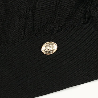 ココマークボタン ニット クルーネック レーヨン ブラック シャネル トップス CHANEL