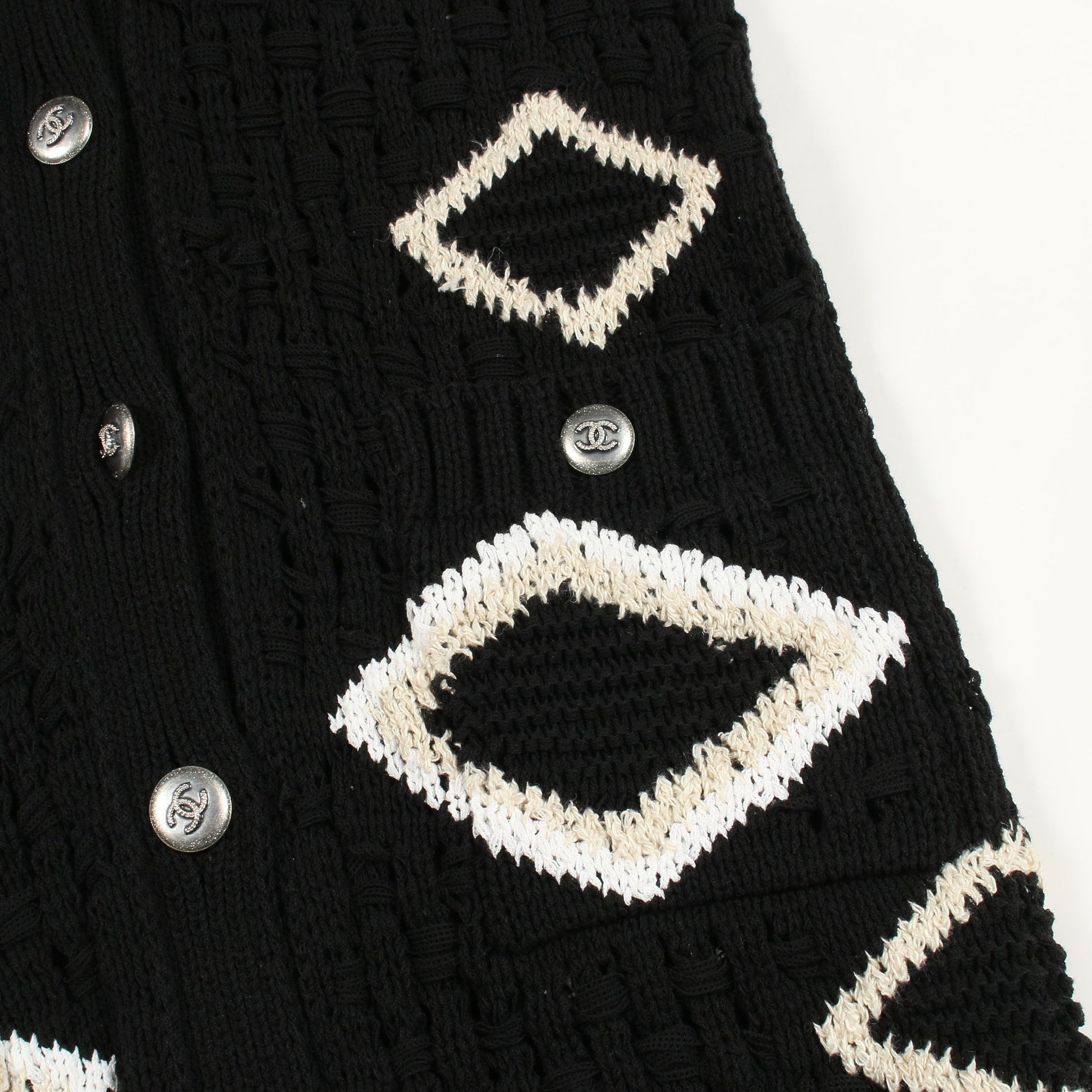 ココマークボタン カーディガン コットン ブラック オフホワイト シャネル トップス CHANEL