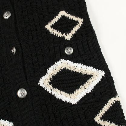 ココマークボタン カーディガン コットン ブラック オフホワイト シャネル トップス CHANEL