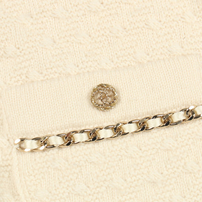 ココマークボタン カーディガン カシミヤ オフホワイト シャネル トップス CHANEL