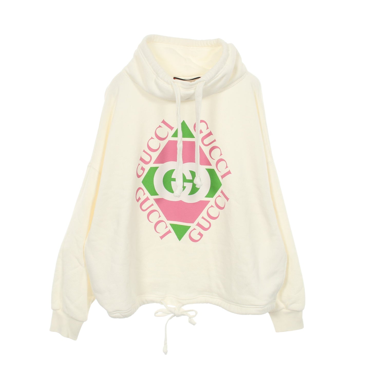 GGロゴプリントオーバーサイズ クロップド スウェットシャツ コットン ホワイト マルチカラー グッチ トップス GUCCI