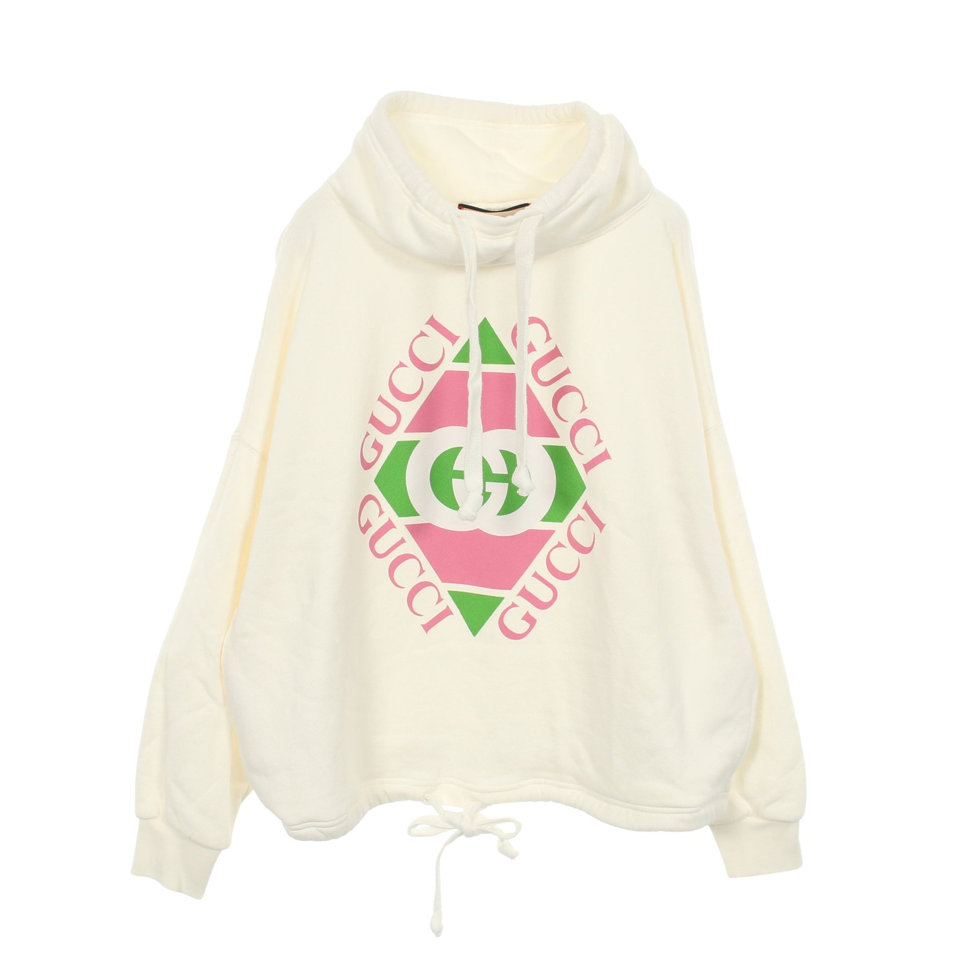GGロゴプリントオーバーサイズ クロップド スウェットシャツ コットン ホワイト マルチカラー グッチ トップス GUCCI