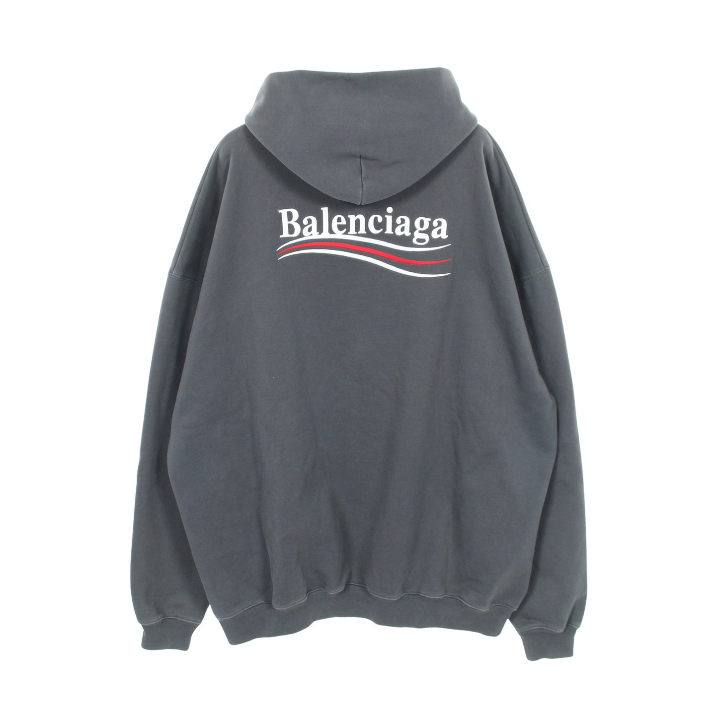 ロゴ刺繍 プルオーバーパーカー コットン ダークグレー ダメージ加工 バレンシアガ トップス BALENCIAGA