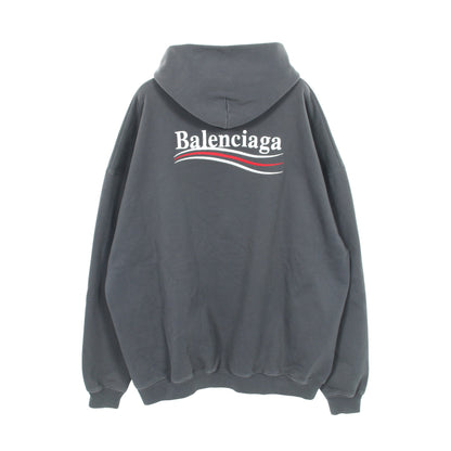 ロゴ刺繍 プルオーバーパーカー コットン ダークグレー ダメージ加工 バレンシアガ トップス BALENCIAGA