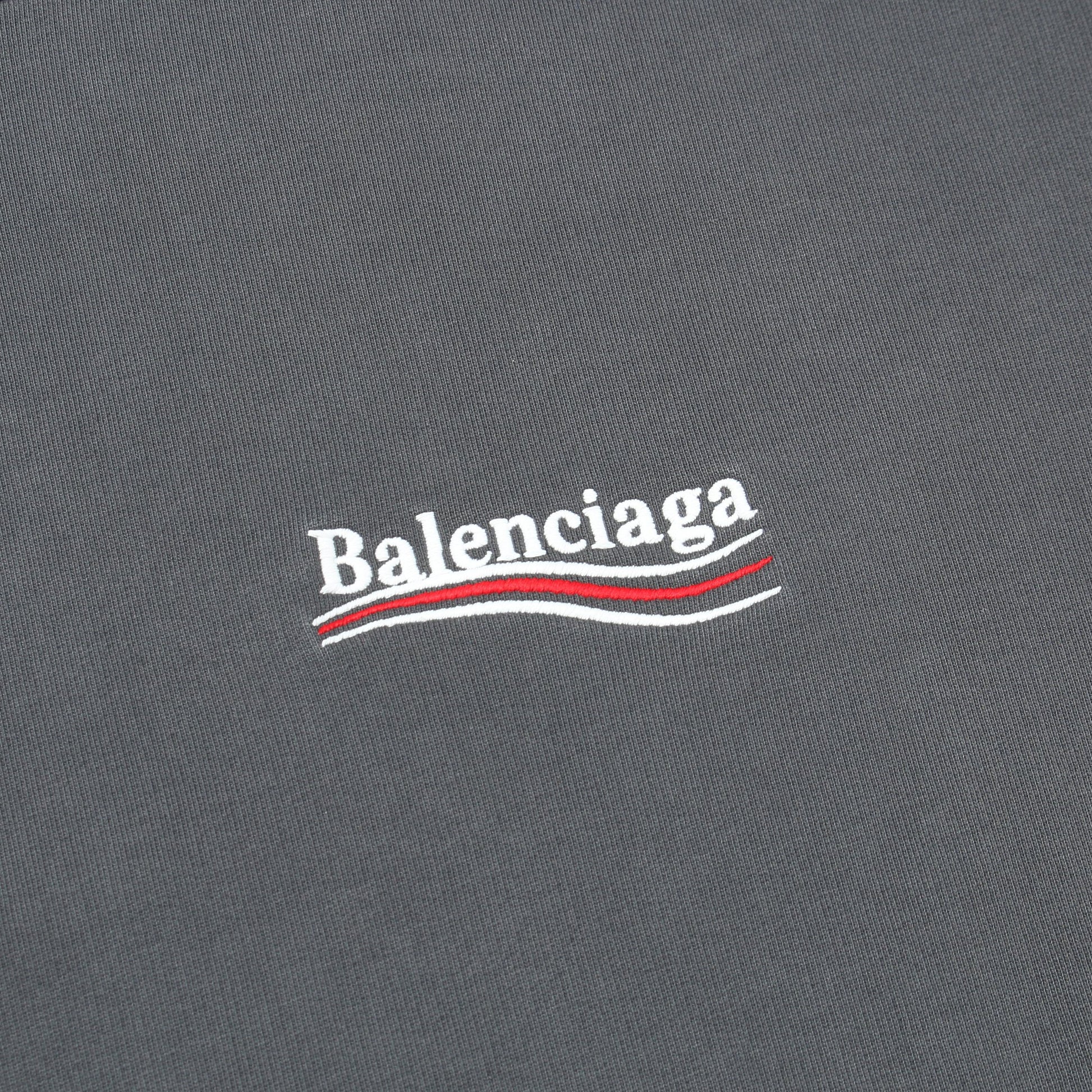 ロゴ刺繍 プルオーバーパーカー コットン ダークグレー ダメージ加工 バレンシアガ トップス BALENCIAGA
