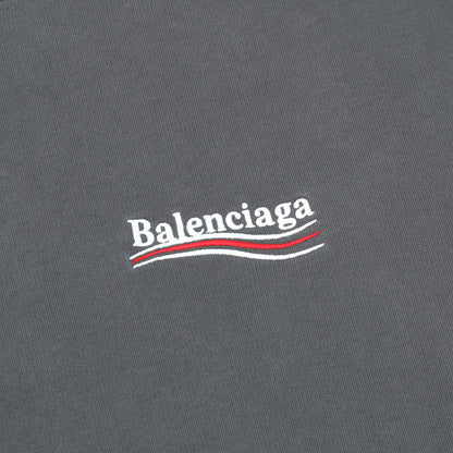 ロゴ刺繍 プルオーバーパーカー コットン ダークグレー ダメージ加工 バレンシアガ トップス BALENCIAGA