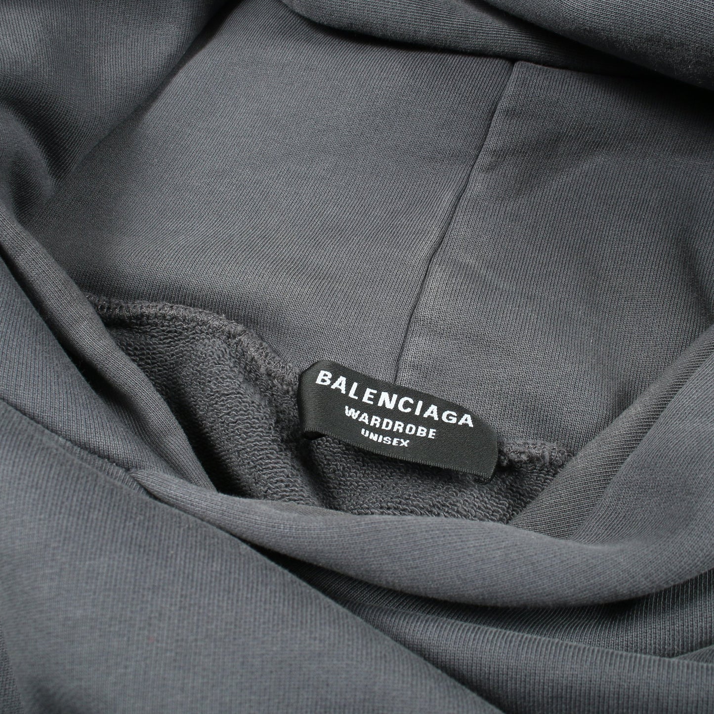 ロゴ刺繍 プルオーバーパーカー コットン ダークグレー ダメージ加工 バレンシアガ トップス BALENCIAGA