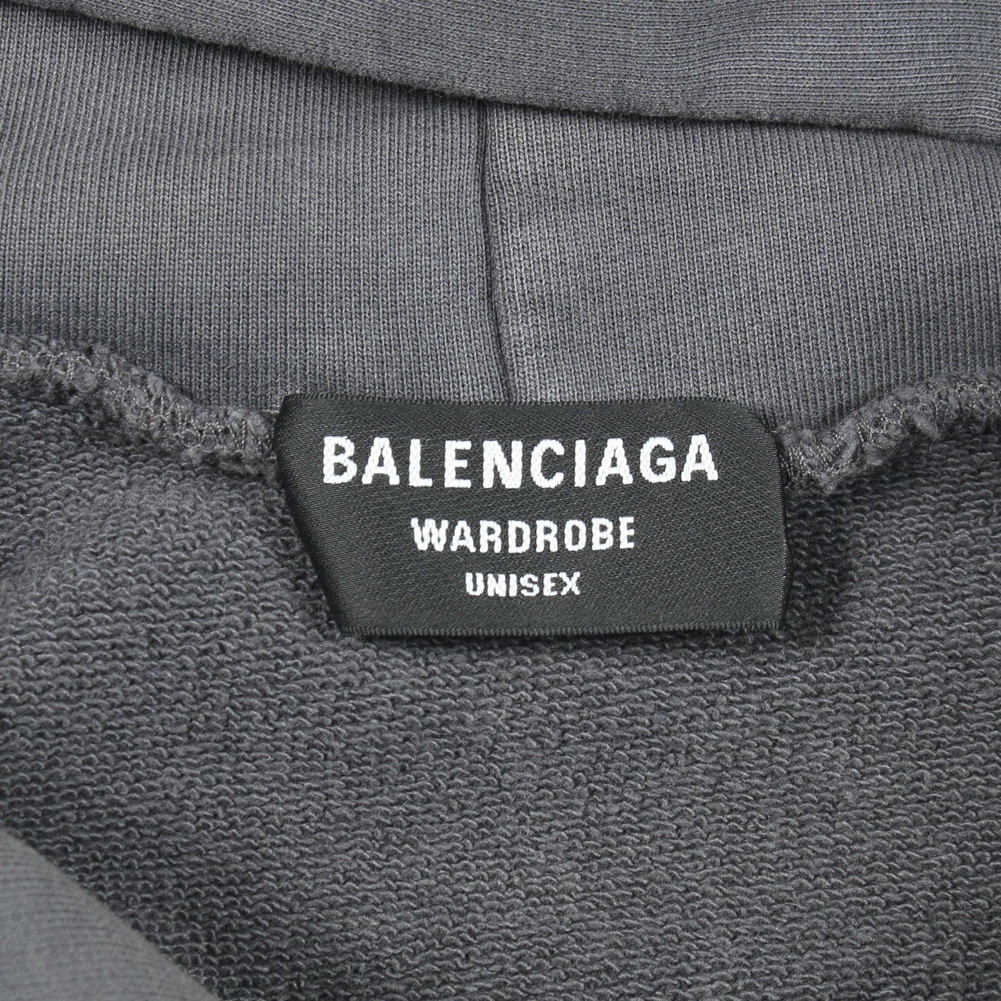 ロゴ刺繍 プルオーバーパーカー コットン ダークグレー ダメージ加工 バレンシアガ トップス BALENCIAGA