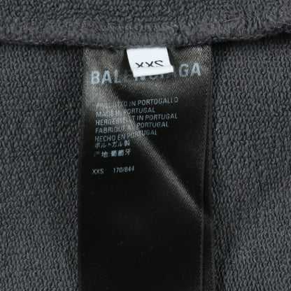 ロゴ刺繍 プルオーバーパーカー コットン ダークグレー ダメージ加工 バレンシアガ トップス BALENCIAGA
