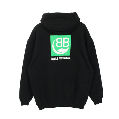 ロゴプリント プルオーバーパーカー コットン ブラック グリーン 裏起毛 バレンシアガ トップス BALENCIAGA