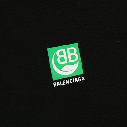 ロゴプリント プルオーバーパーカー コットン ブラック グリーン 裏起毛 バレンシアガ トップス BALENCIAGA