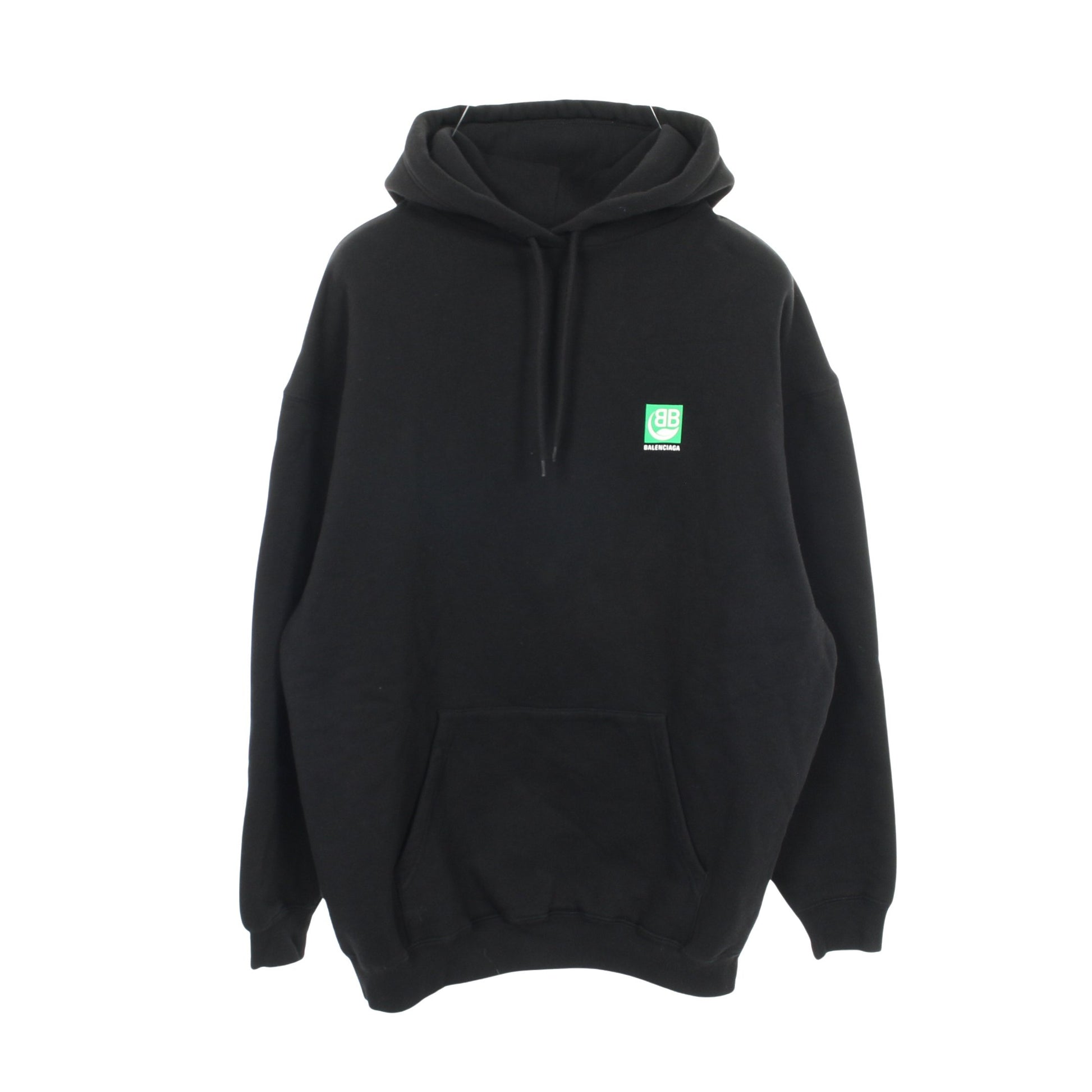 ロゴプリント プルオーバーパーカー コットン ブラック グリーン 裏起毛 バレンシアガ トップス BALENCIAGA