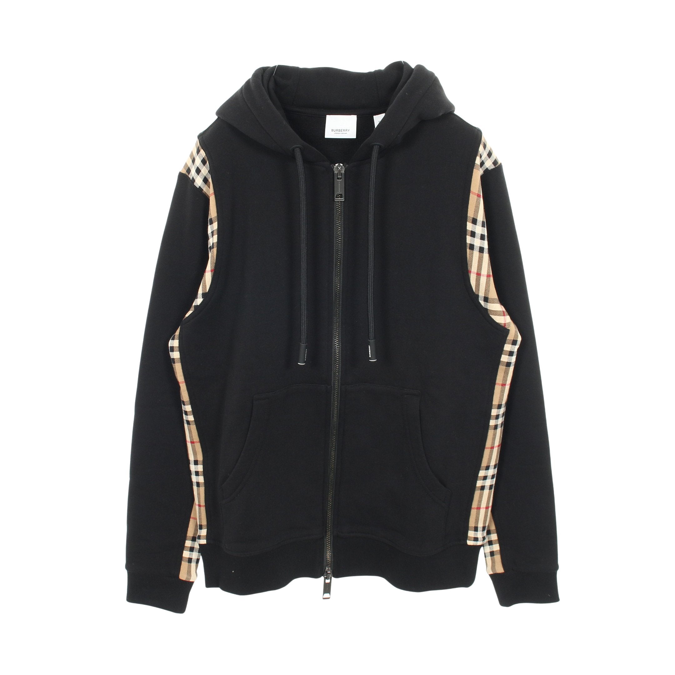 ジップアップパーカー ノバチェック コットン ブラック ベージュ