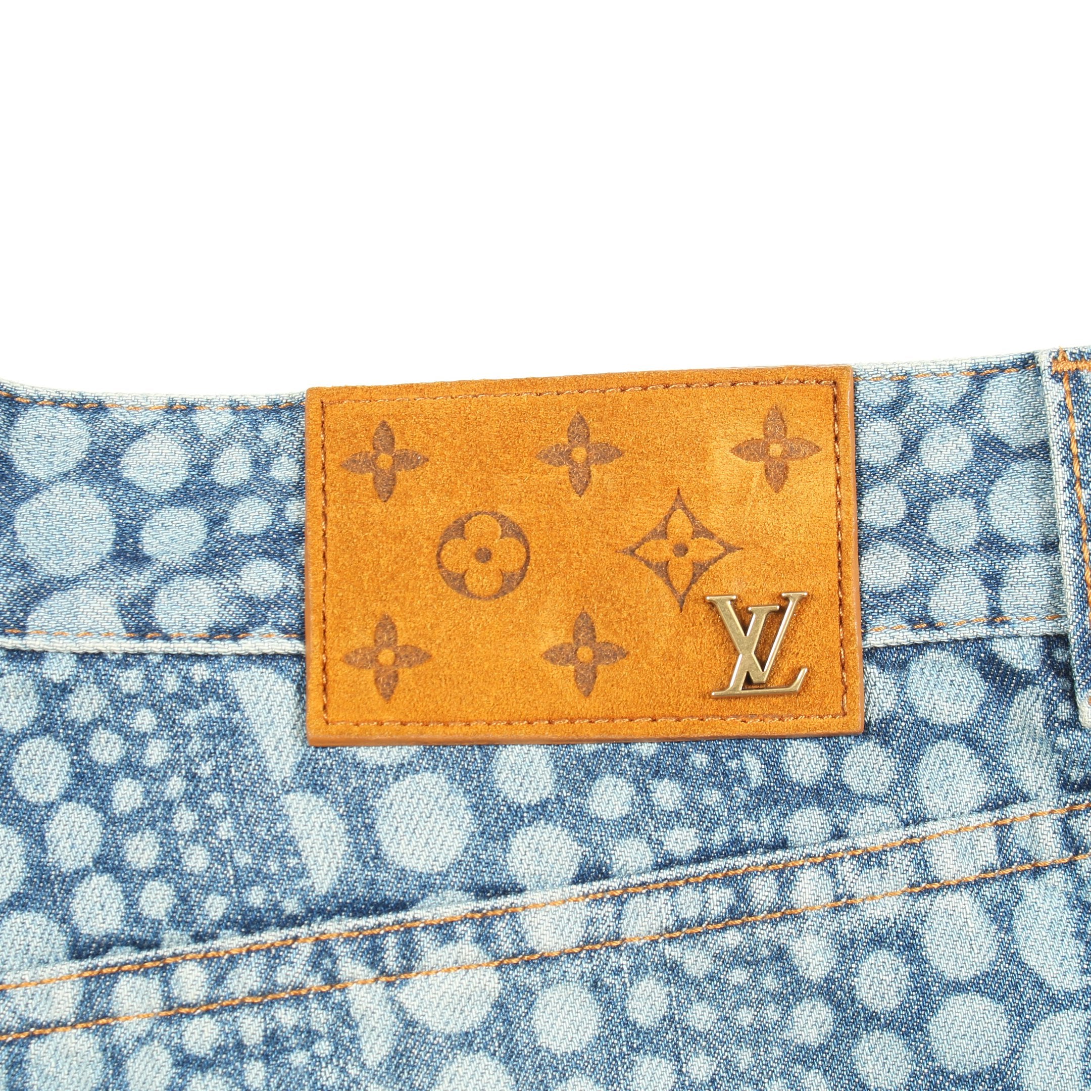 LV × YK オールオーバーパンプキン デニムパンツ コットン ブルー 草間