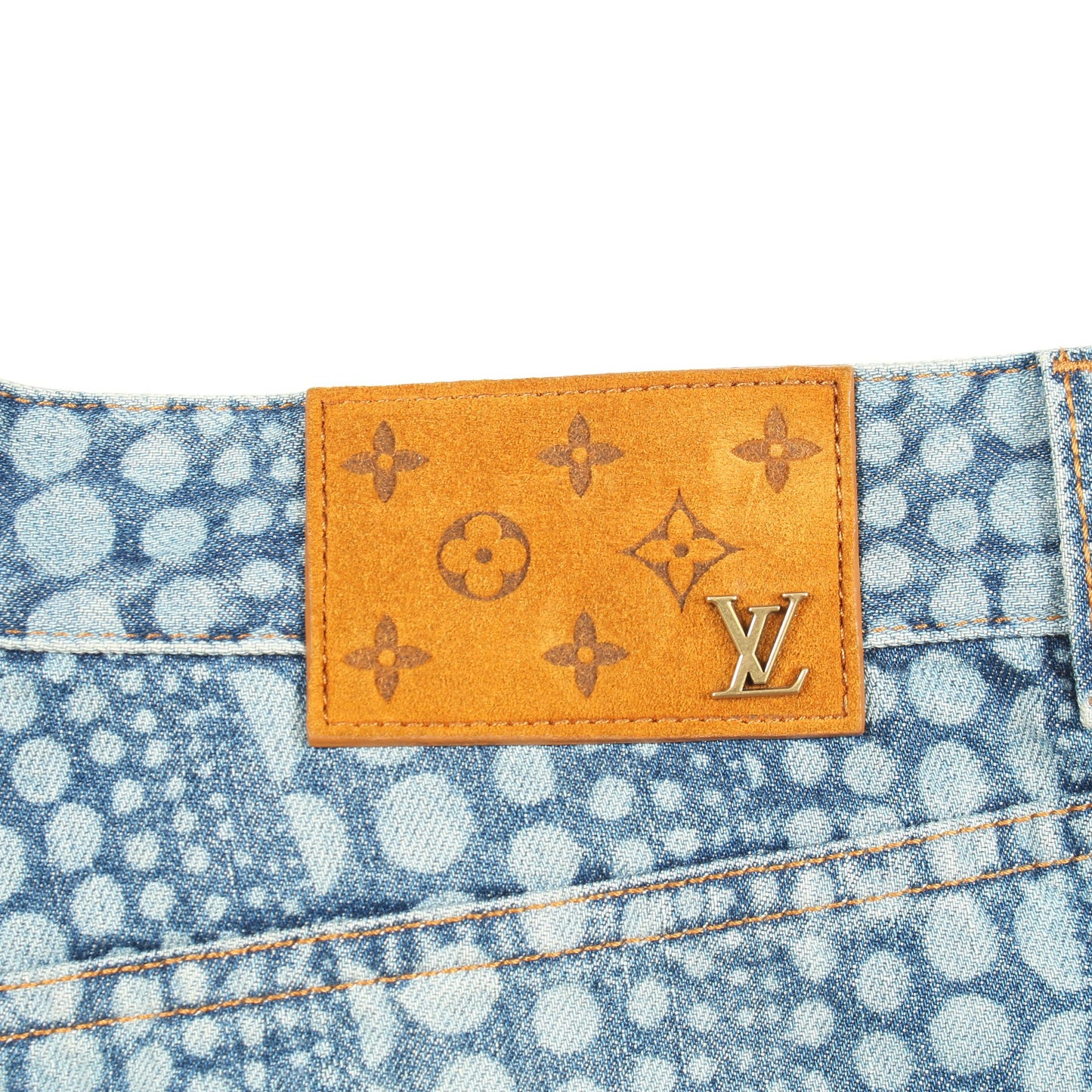 LV × YK オールオーバーパンプキン デニムパンツ コットン ブルー 草間彌生 ルイヴィトン ボトムス LOUIS VUITTON