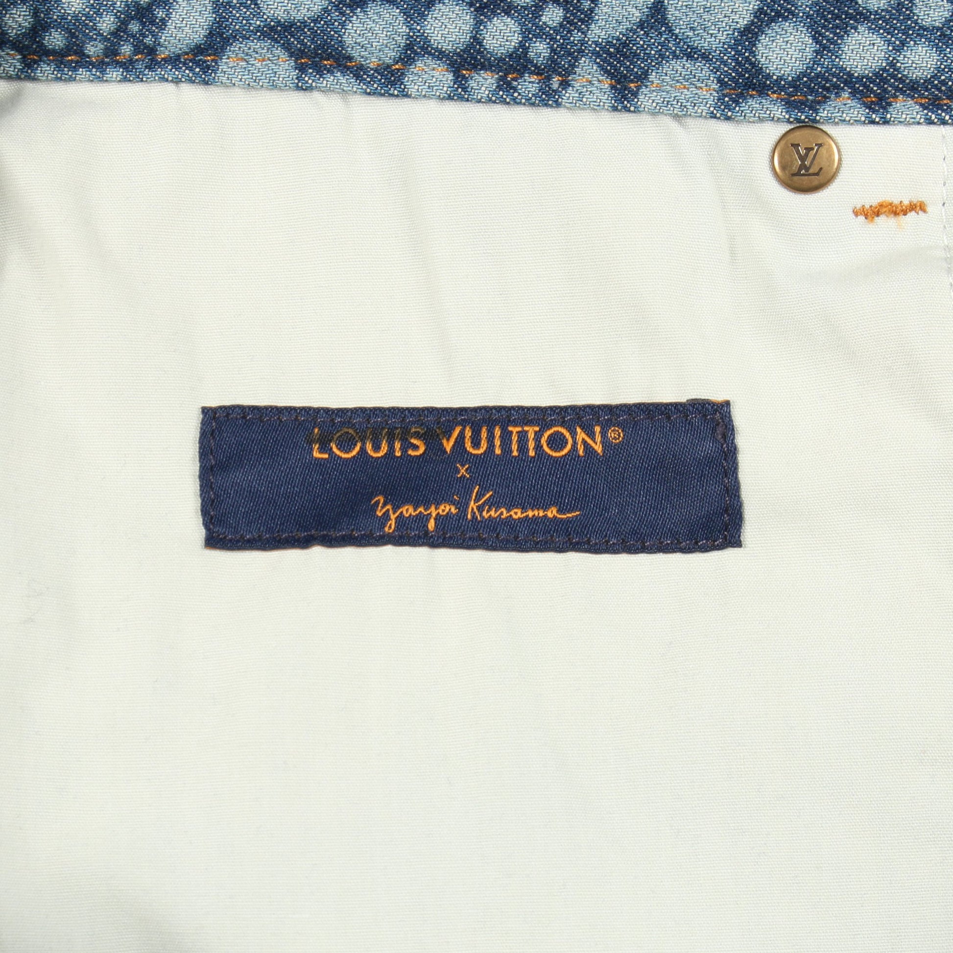 LV × YK オールオーバーパンプキン デニムパンツ コットン ブルー 草間彌生 ルイヴィトン ボトムス LOUIS VUITTON