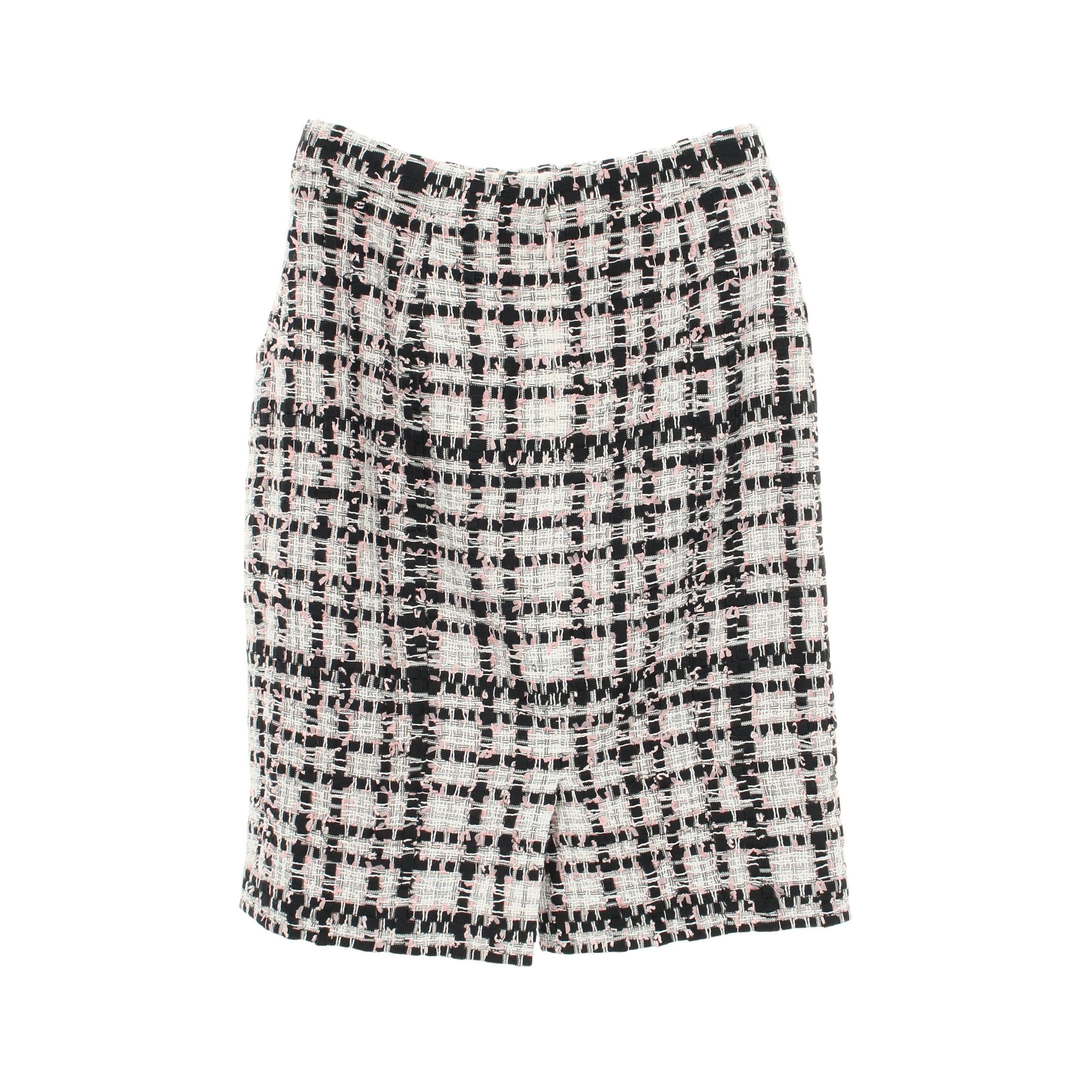 ココマークボタン ツイード スカート コットン ブラック ホワイト