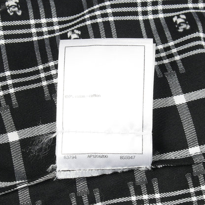 ココマーク フリル チェック ブラウス シャツワンピース コットン ブラック ホワイト シャネル ワンピース CHANEL