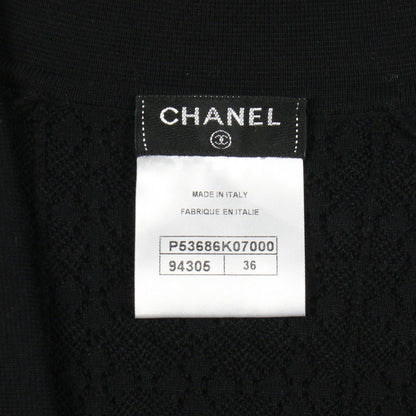 ココマークボタン パール ニットワンピース コットン ナイロン ブラック シャネル ワンピース CHANEL