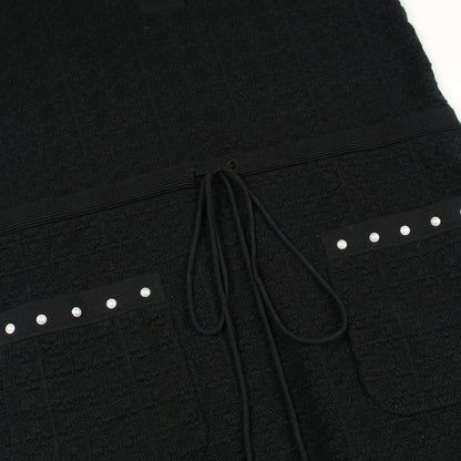 ココマークボタン パール ニットワンピース コットン ナイロン ブラック シャネル ワンピース CHANEL