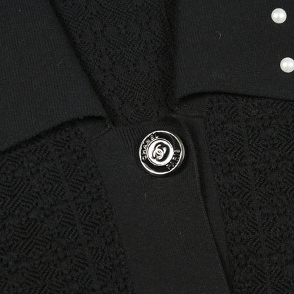 ココマークボタン パール ニットワンピース コットン ナイロン ブラック シャネル ワンピース CHANEL