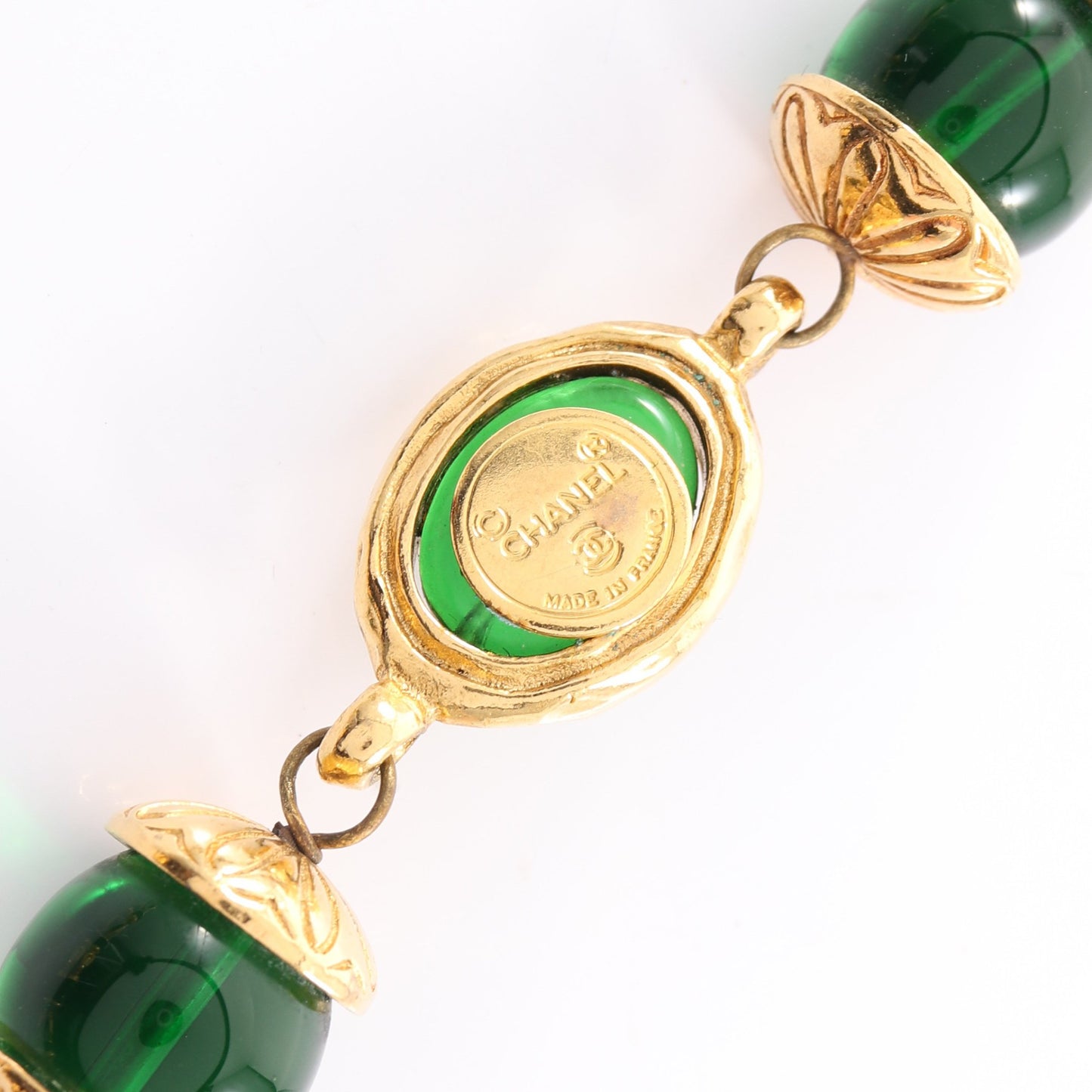 グリポア ネックレス GP ガラス ゴールド グリーン ヴィンテージ シャネル アクセサリー CHANEL