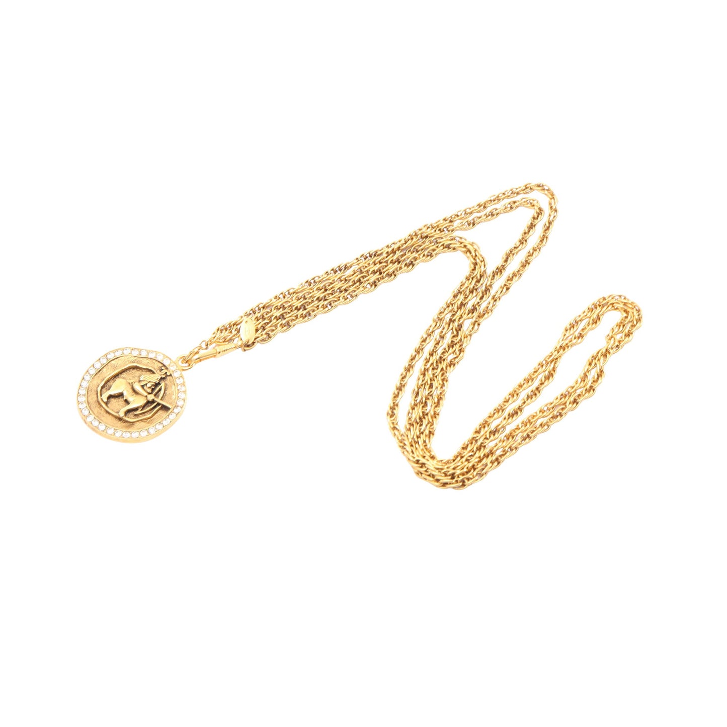 ケンタウロス ネックレス GP ラインストーン ゴールド クリア ヴィンテージ シャネル アクセサリー CHANEL