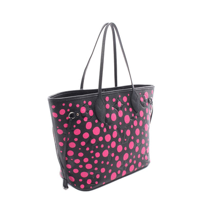 LOUIS VUITTON × yayoi kusama ネヴァーフルMM モノグラムアンプラント フューシャ ショルダーバッグ トートバッグ レザー ブラック ルイヴィトン バッグ LOUIS VUITTON