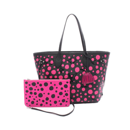 LOUIS VUITTON × yayoi kusama ネヴァーフルMM モノグラムアンプラント フューシャ ショルダーバッグ トートバッグ レザー ブラック ルイヴィトン バッグ LOUIS VUITTON