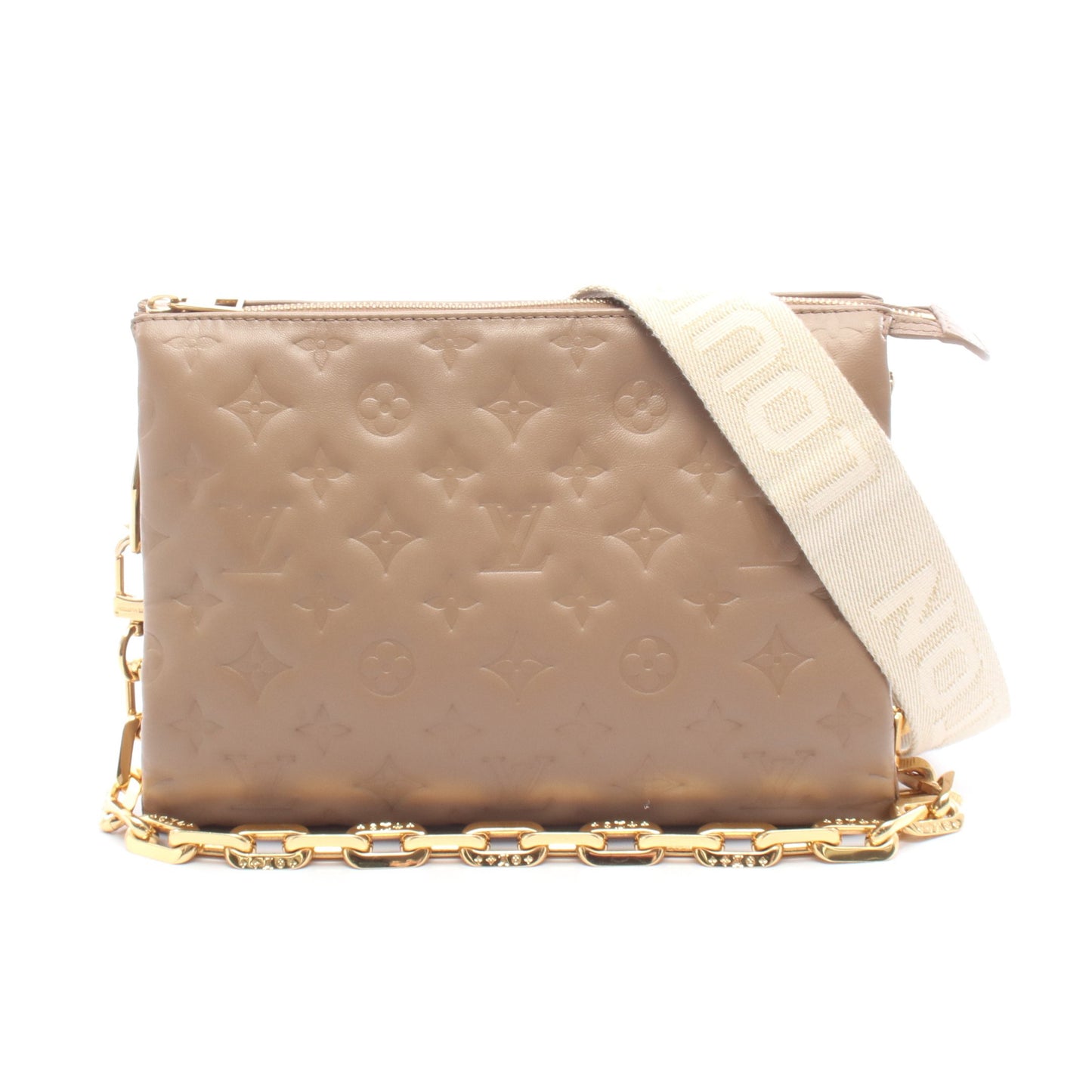 クッサンPM モノグラム トープ チェーンショルダーバッグ レザー グレーベージュ 2WAY ルイヴィトン バッグ LOUIS VUITTON