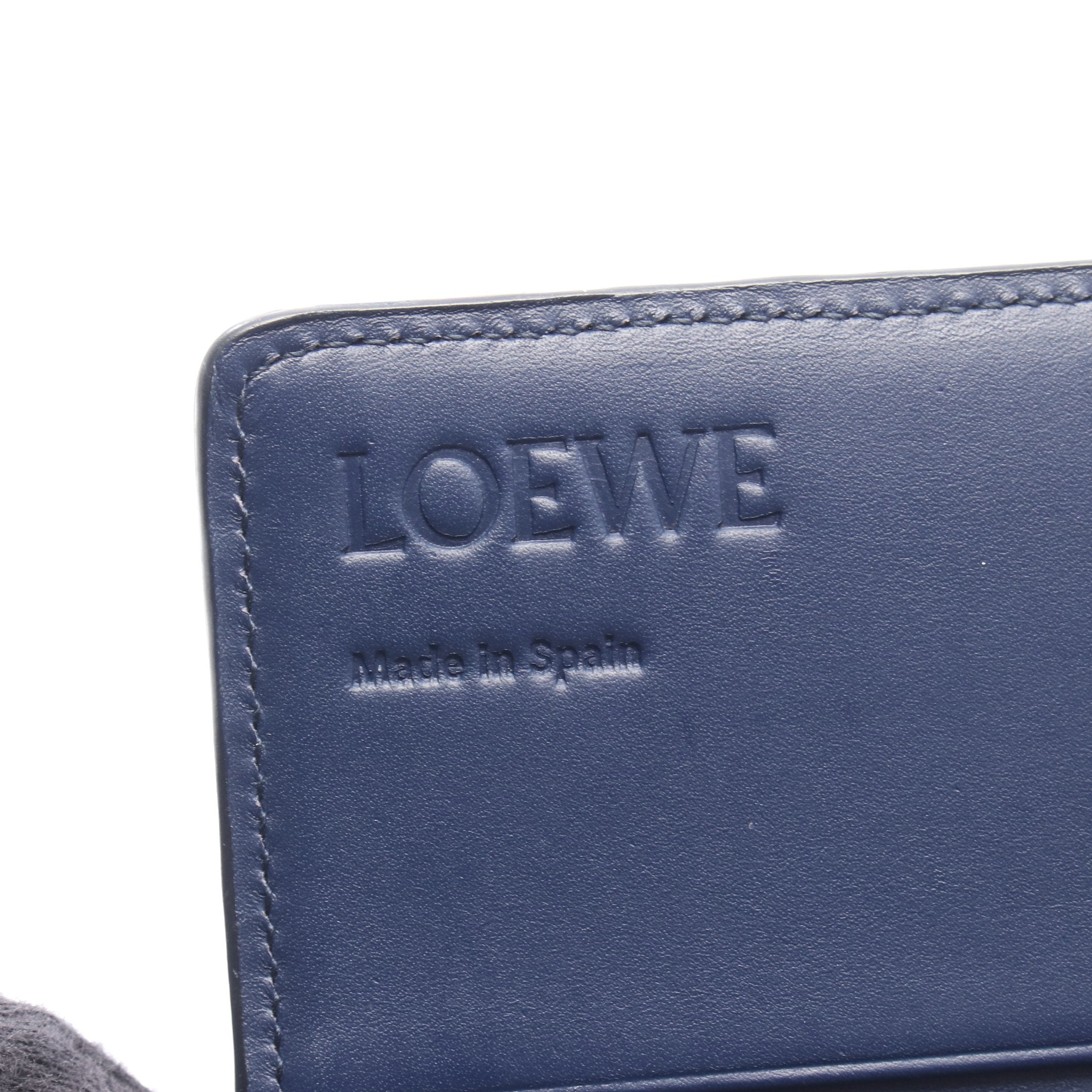 LINEN リネン 二つ折り長財布 レザー ネイビー ロエベ – RECLO