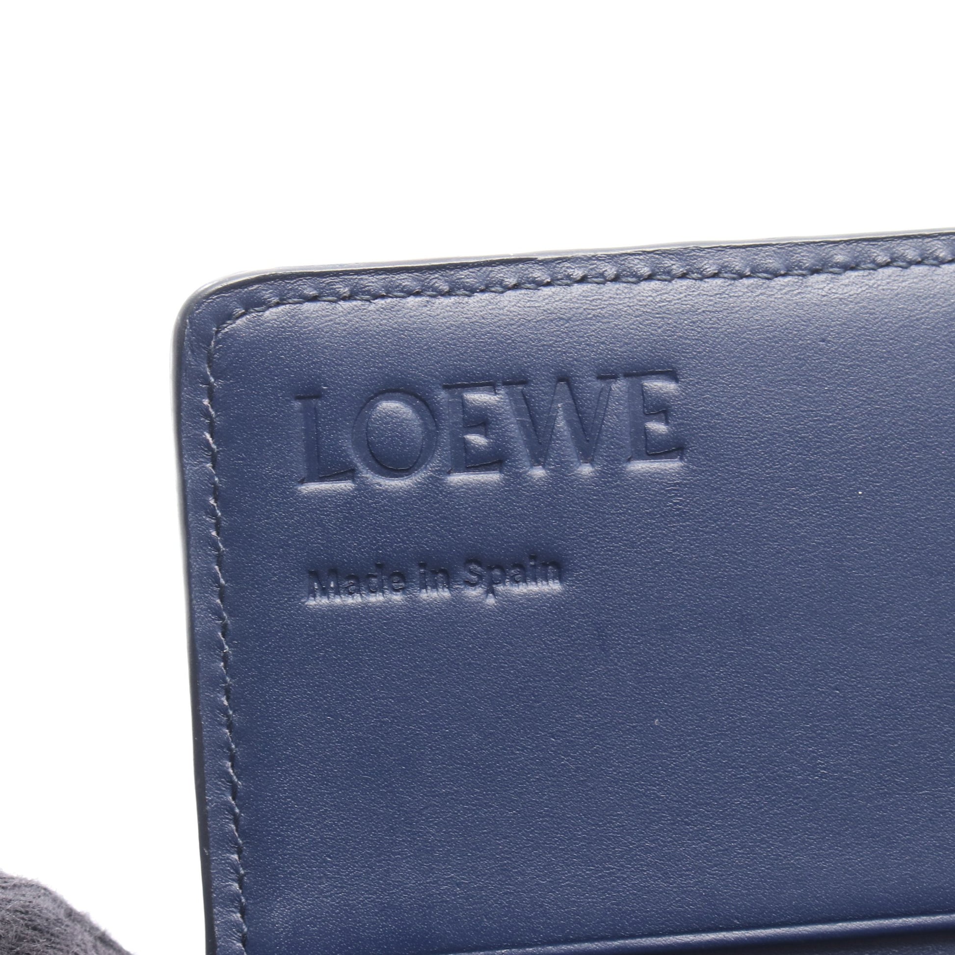 LINEN リネン 二つ折り長財布 レザー ネイビー ロエベ 財布・小物 LOEWE