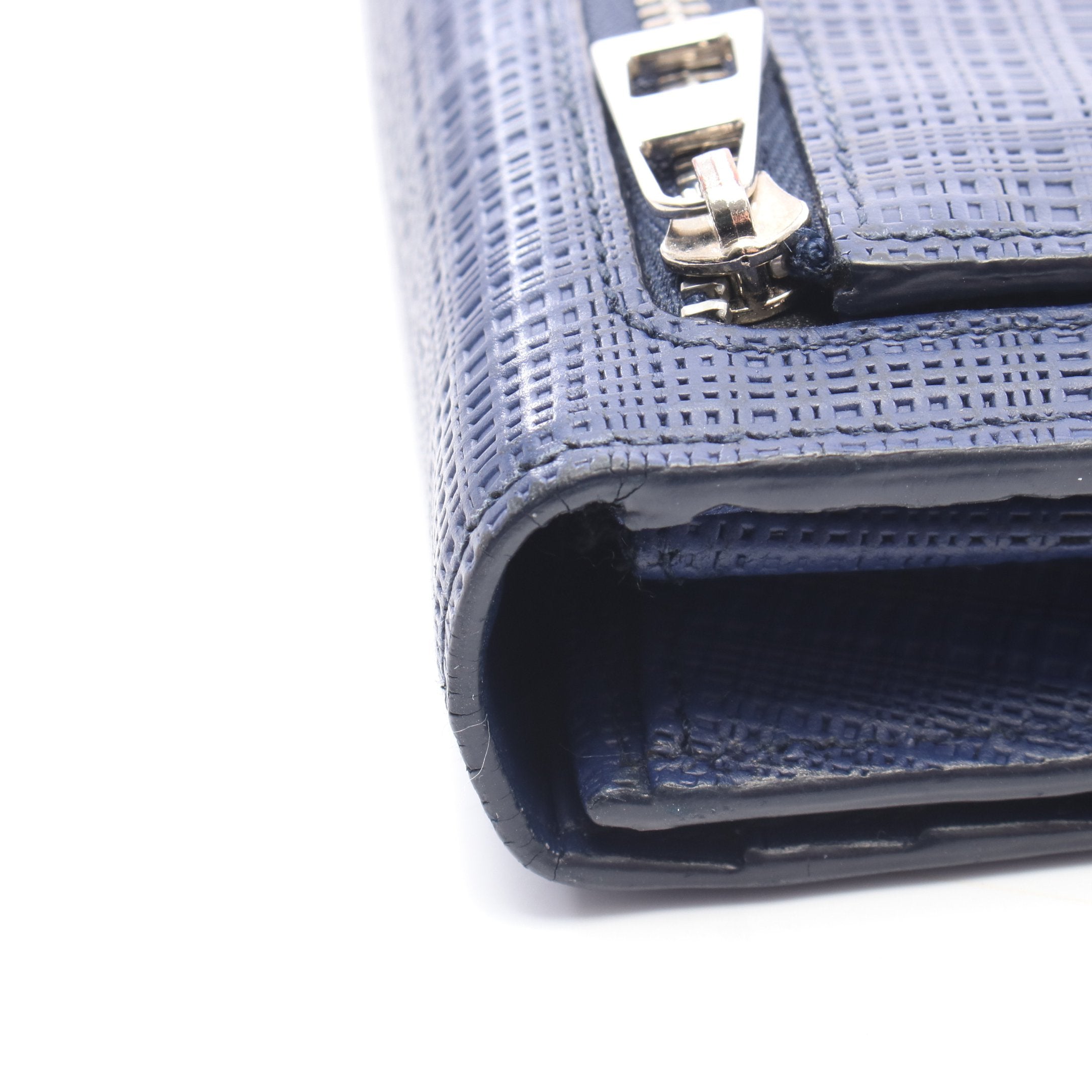 LINEN リネン 二つ折り長財布 レザー ネイビー ロエベ – RECLO