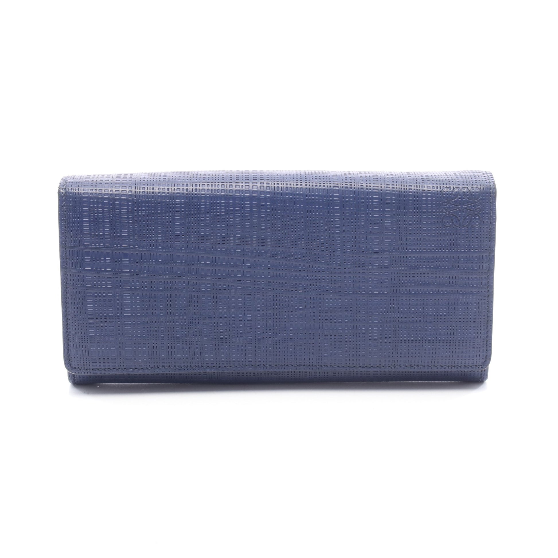 LINEN リネン 二つ折り長財布 レザー ネイビー ロエベ 財布・小物 LOEWE