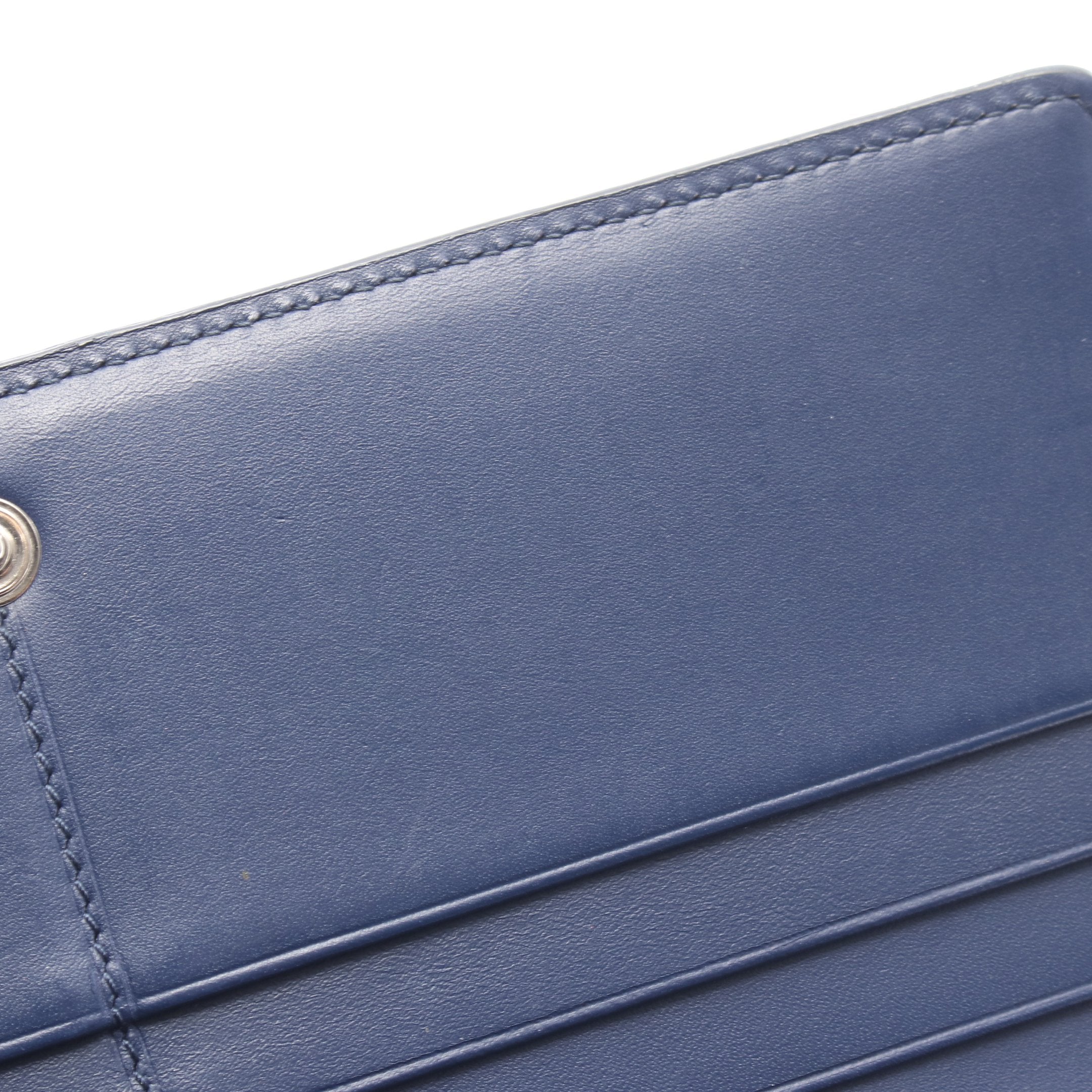 LINEN リネン 二つ折り長財布 レザー ネイビー ロエベ – RECLO