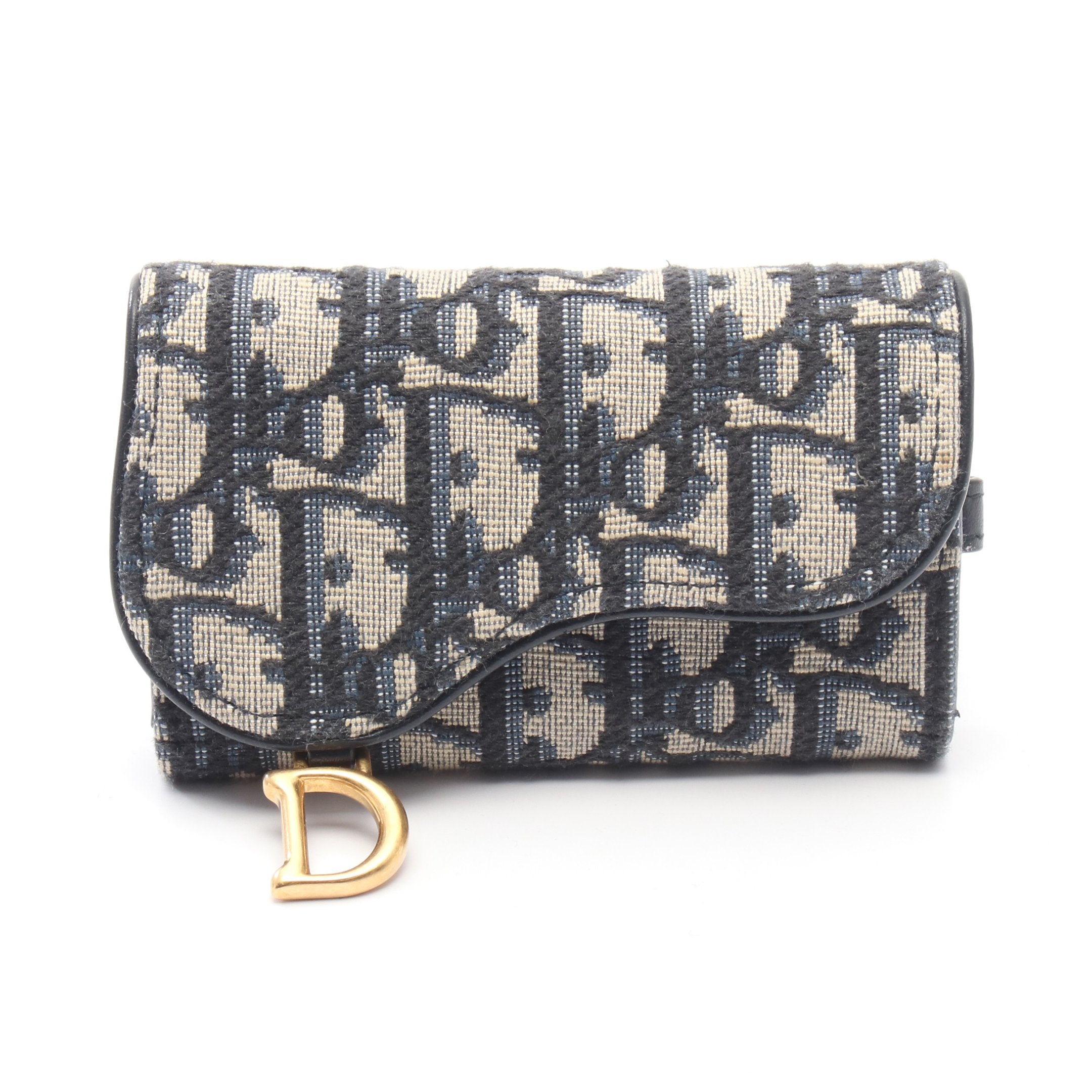 SADDLE ASTER オブリーク 4連 キーケース キャンバス レザー ネイビー