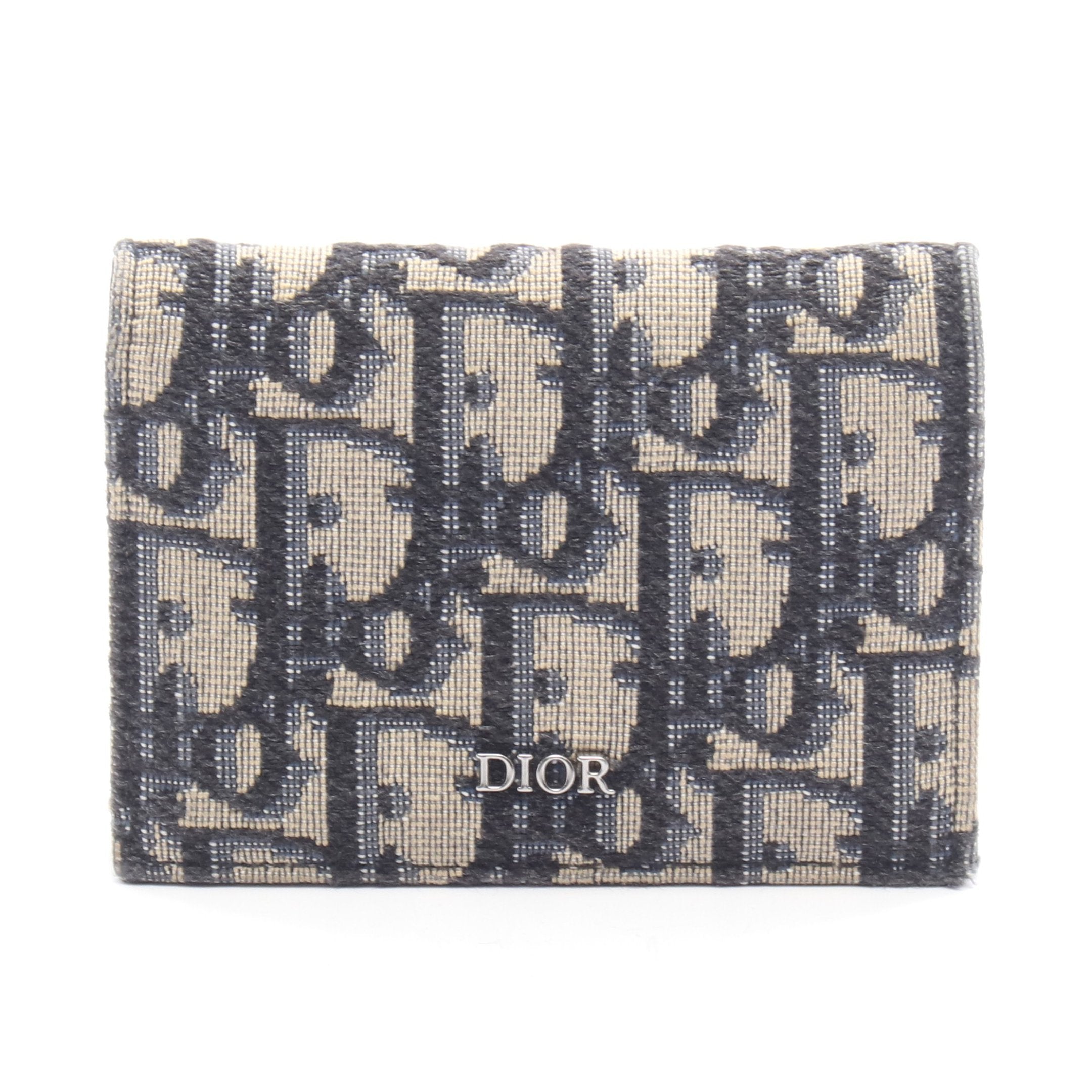 オブリーク カードケース キャンバス レザー ネイビー ベージュ