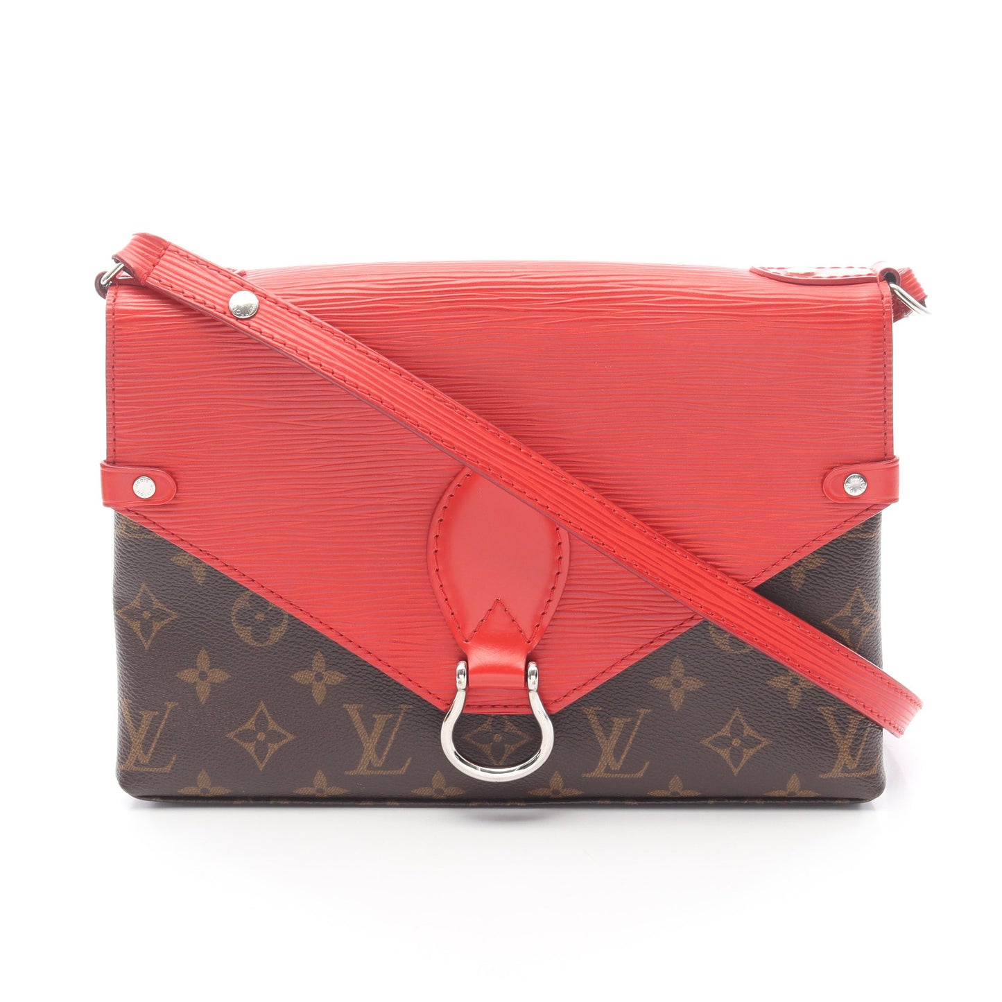 サンミシェル モノグラム エピ コクリコ ショルダーバッグ PVC レザー ブラウン レッド ルイヴィトン バッグ LOUIS VUITTON