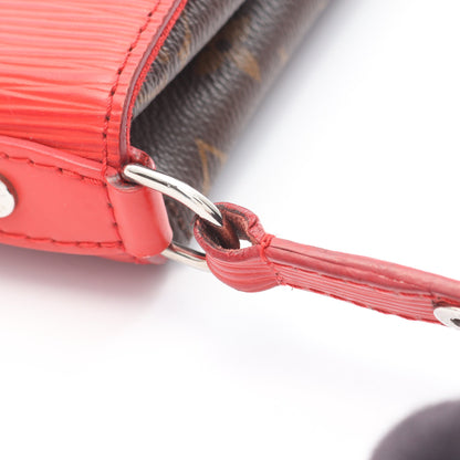 サンミシェル モノグラム エピ コクリコ ショルダーバッグ PVC レザー ブラウン レッド ルイヴィトン バッグ LOUIS VUITTON