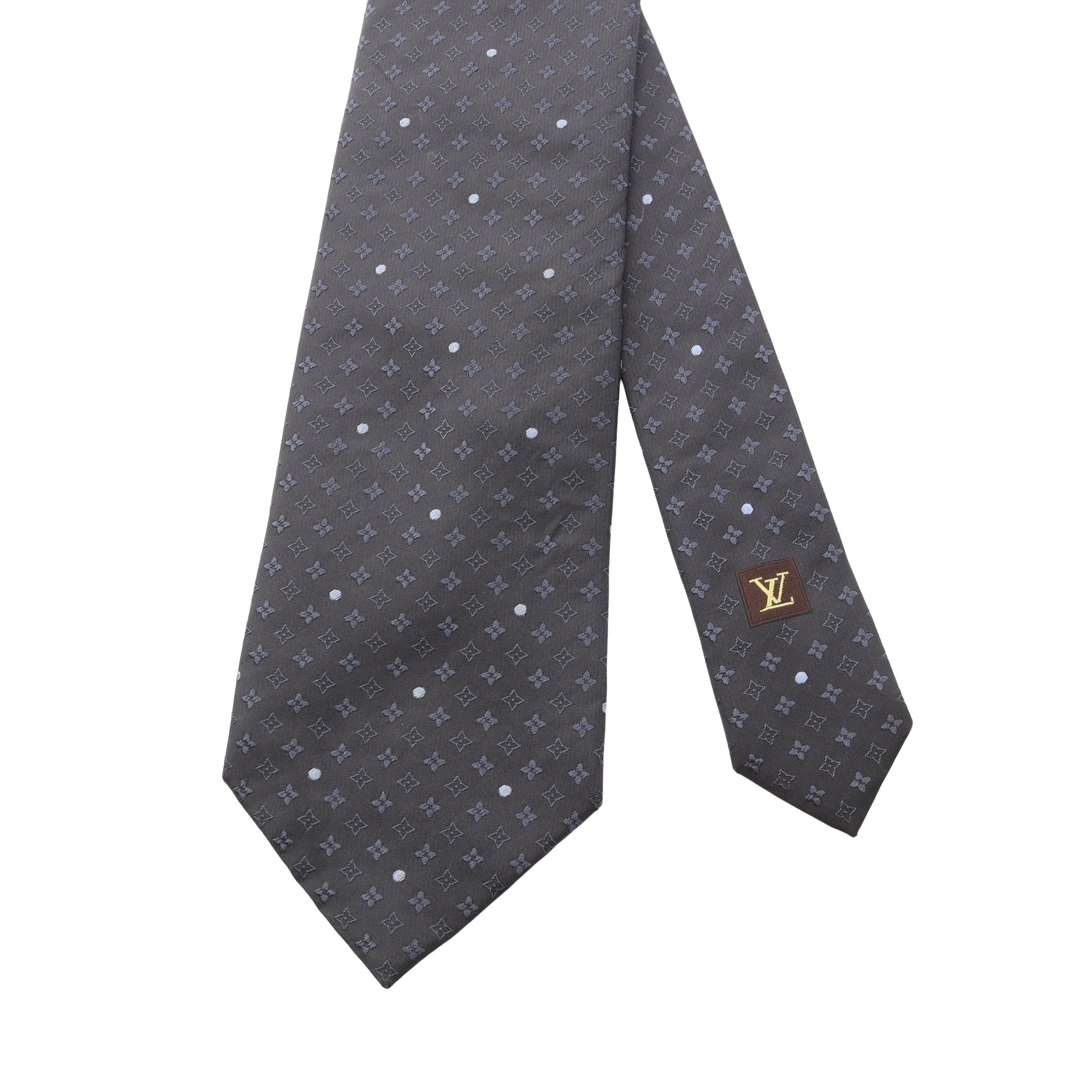 モノグラム ネクタイ 総柄 シルク ダークグレー ネイビー ルイヴィトン