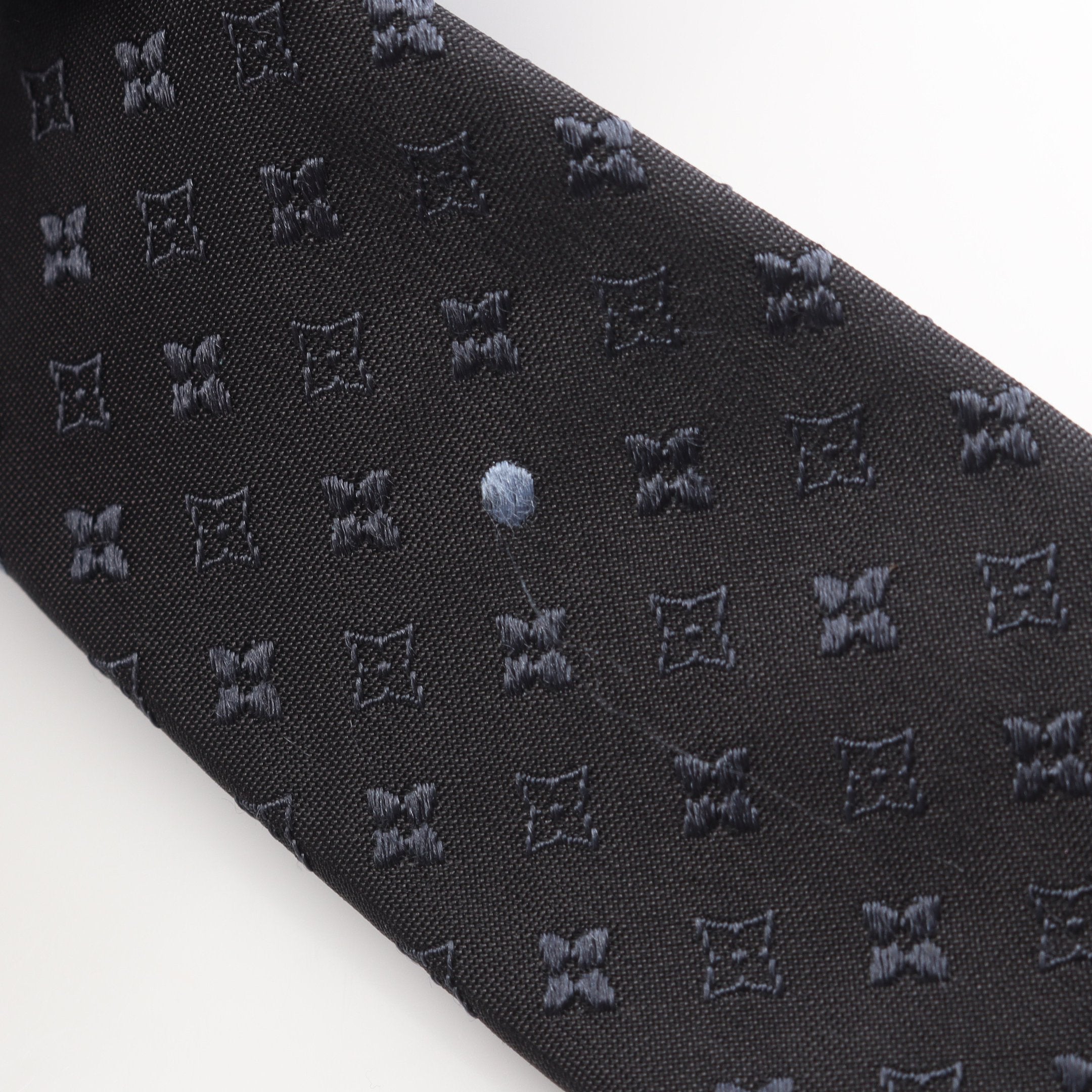 モノグラム ネクタイ 総柄 シルク ダークグレー ネイビー ルイヴィトン
