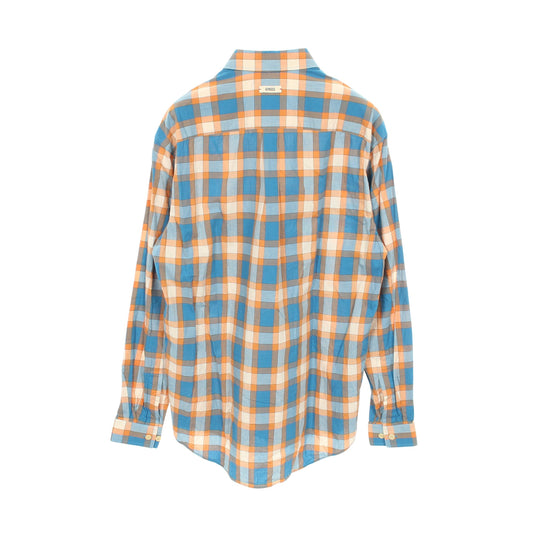 Freyja Hartas Animal Embroidery Check Shirt シャツ チェック柄 コットン ブルー マルチカラー グッチ
