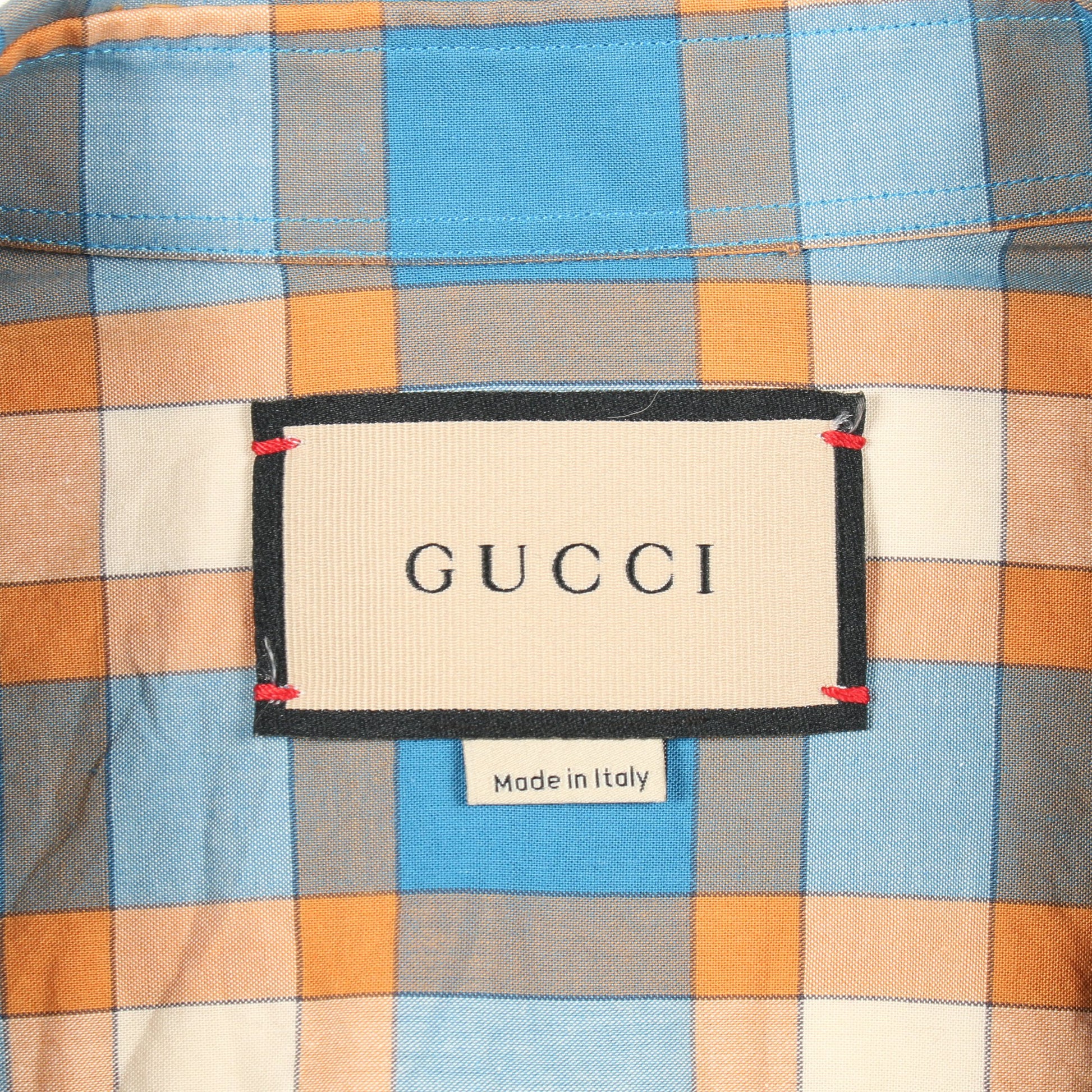 Freyja Hartas Animal Embroidery Check Shirt シャツ チェック柄 コットン ブルー マルチカラー グッチ トップス GUCCI