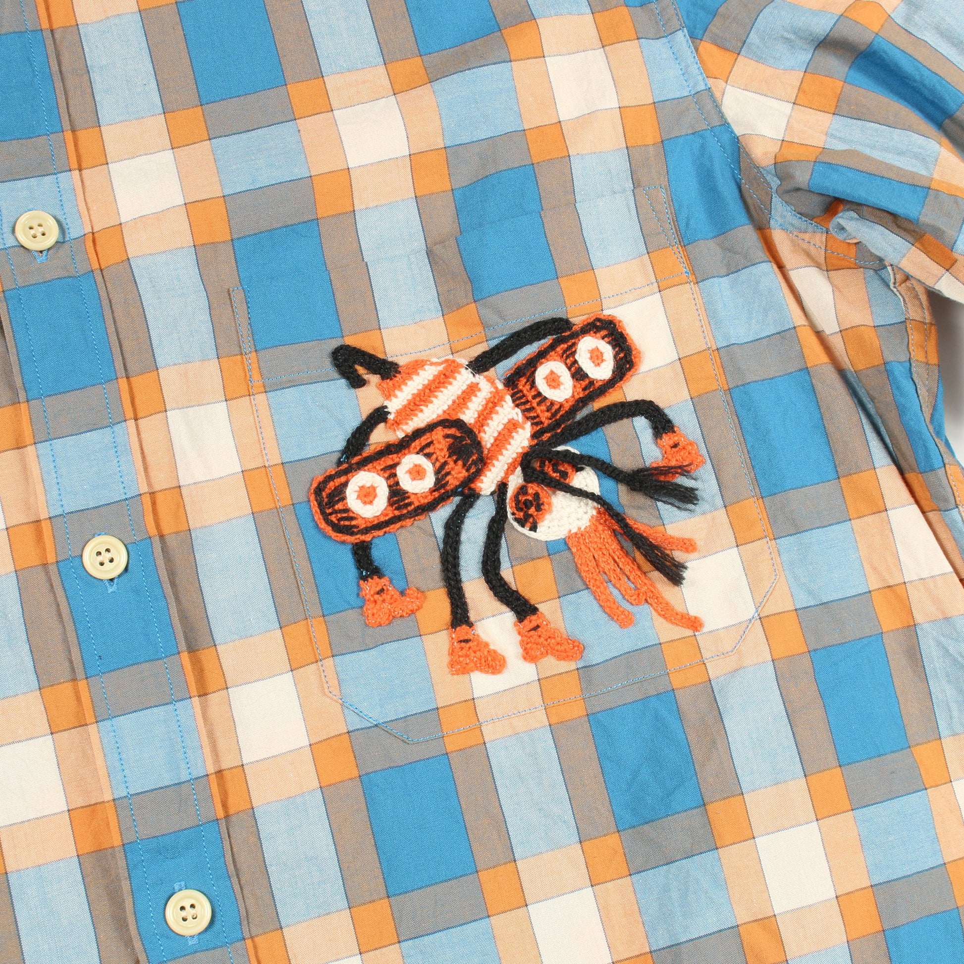 Freyja Hartas Animal Embroidery Check Shirt シャツ チェック柄 コットン ブルー マルチカラー グッチ トップス GUCCI
