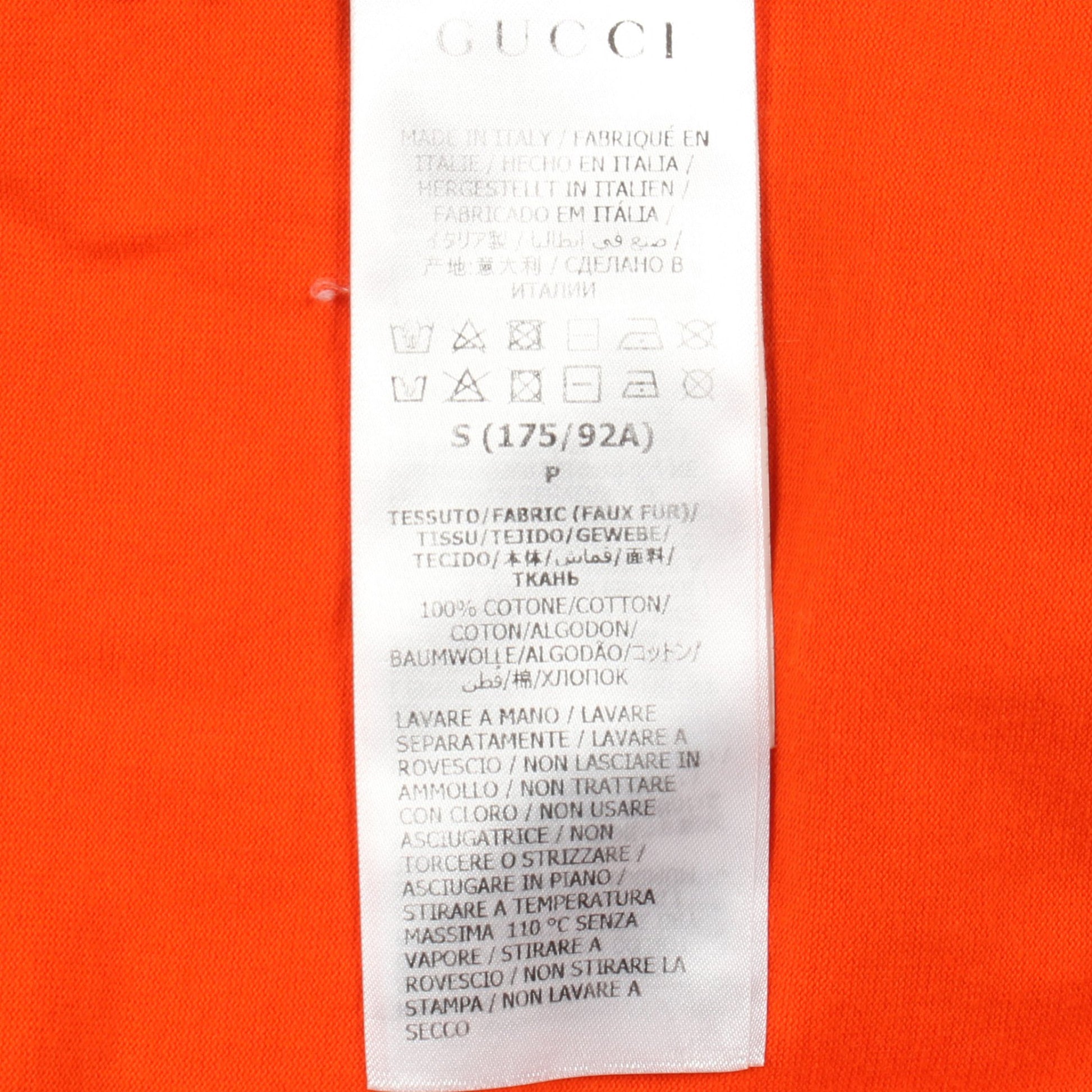 アームミラープリント 長袖Tシャツ クルーネック コットン オレンジ グッチ トップス GUCCI